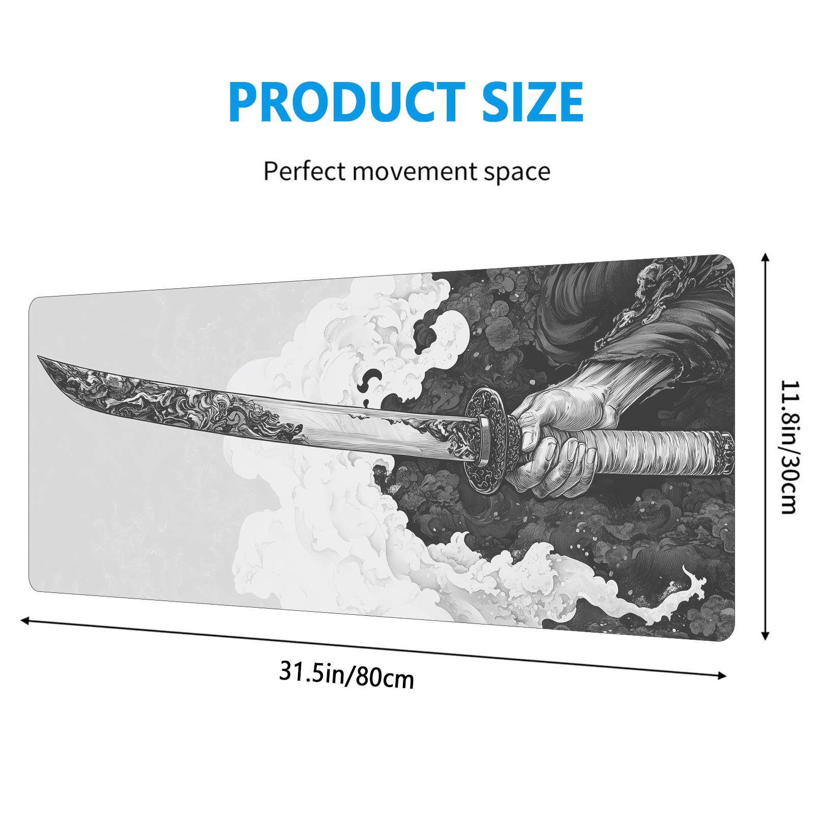 Gaming Keyboard And Mouse - Black And White Comic Wind Sword