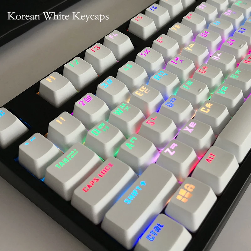 Gaming Keyboard Blue Switches - 104 Keys Russian Korean Backlit Keycaps