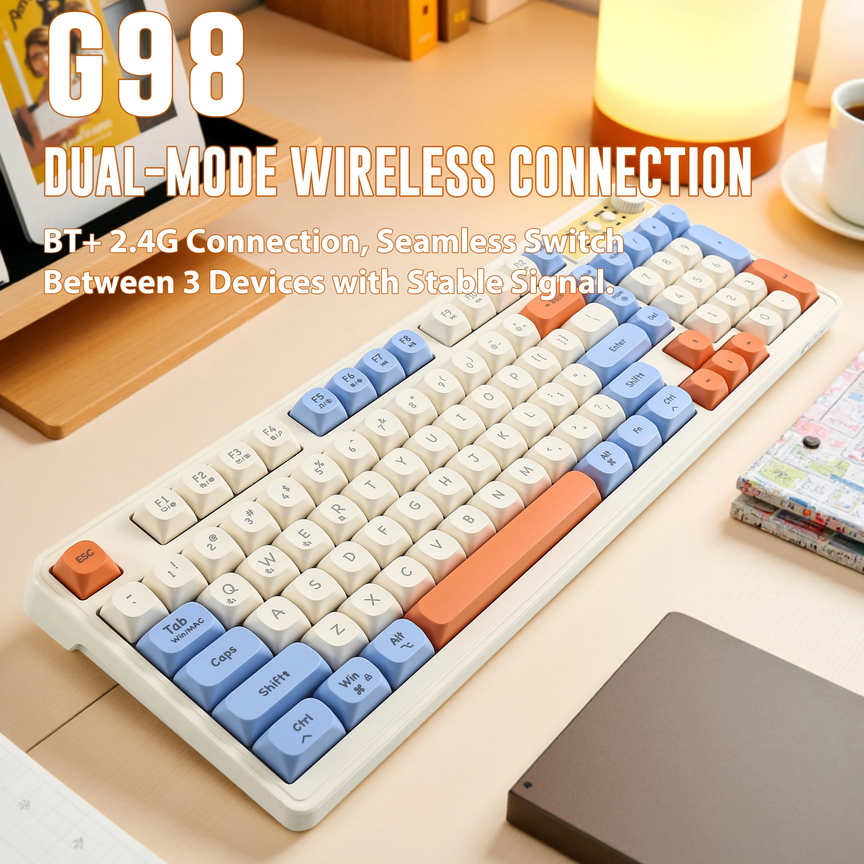 Retro Macaron Dual-Mode Keyboa - Gaming Keyboard Blue Switches recensie en prijs