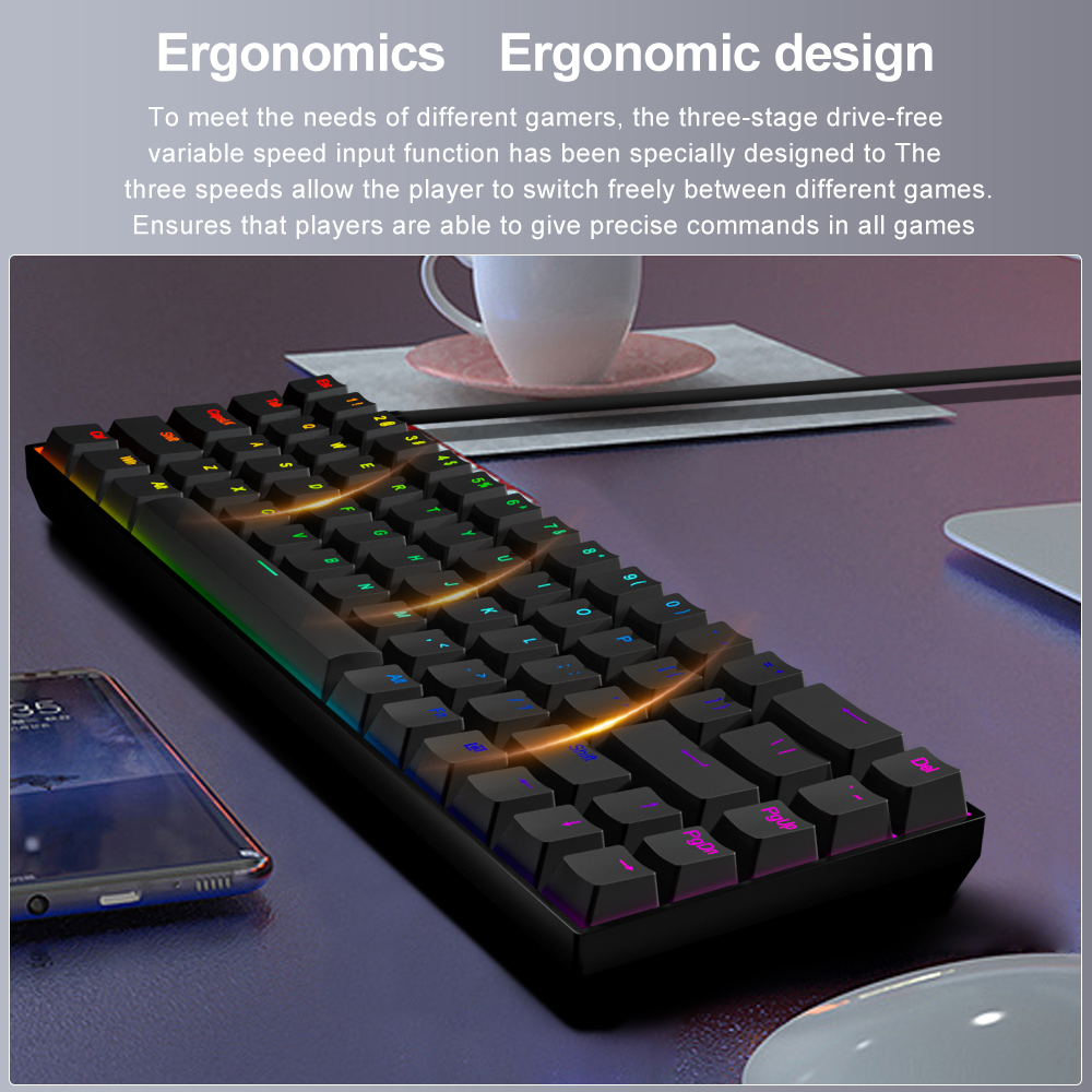 E-YOOSO Z686 RGB USB 60% Mini  - Gaming Keyboard Blue Switches recensie en prijs