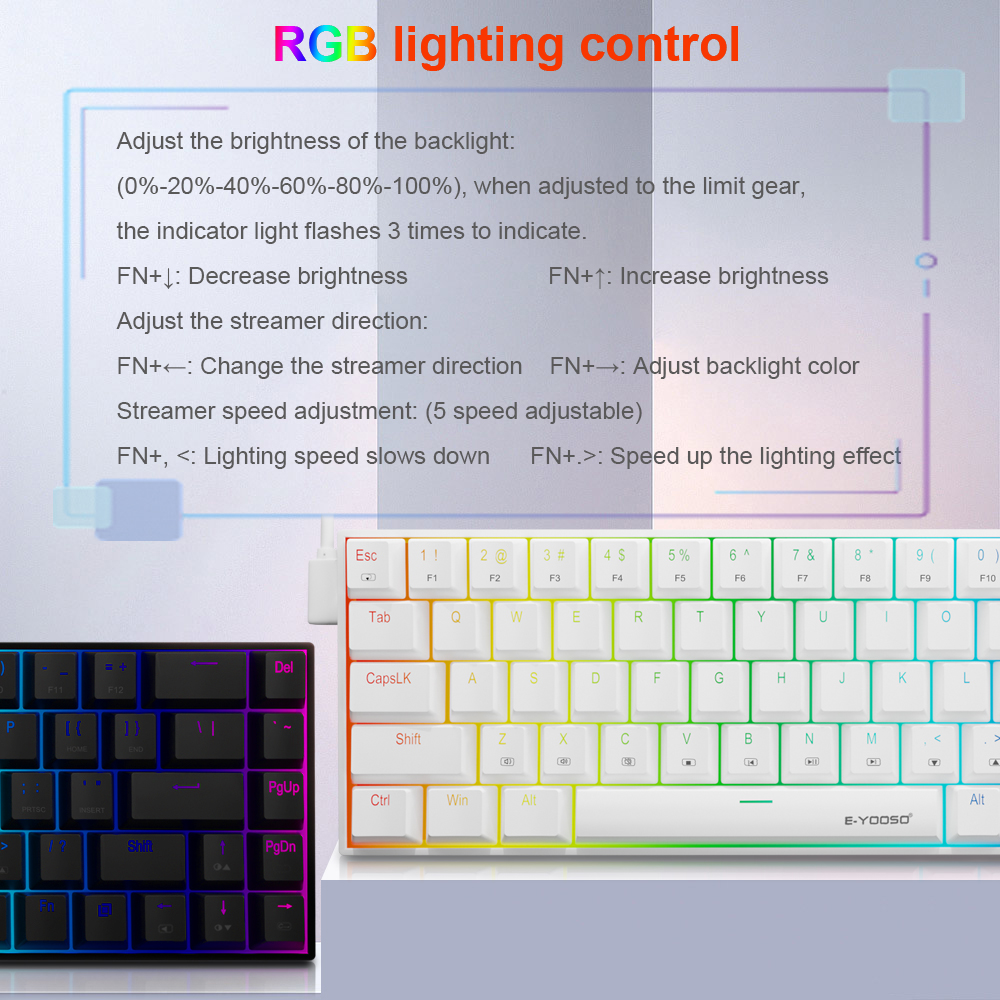 E-YOOSO Z686 RGB USB 60% Mini  - Gaming Keyboard Blue Switches recensie en prijs