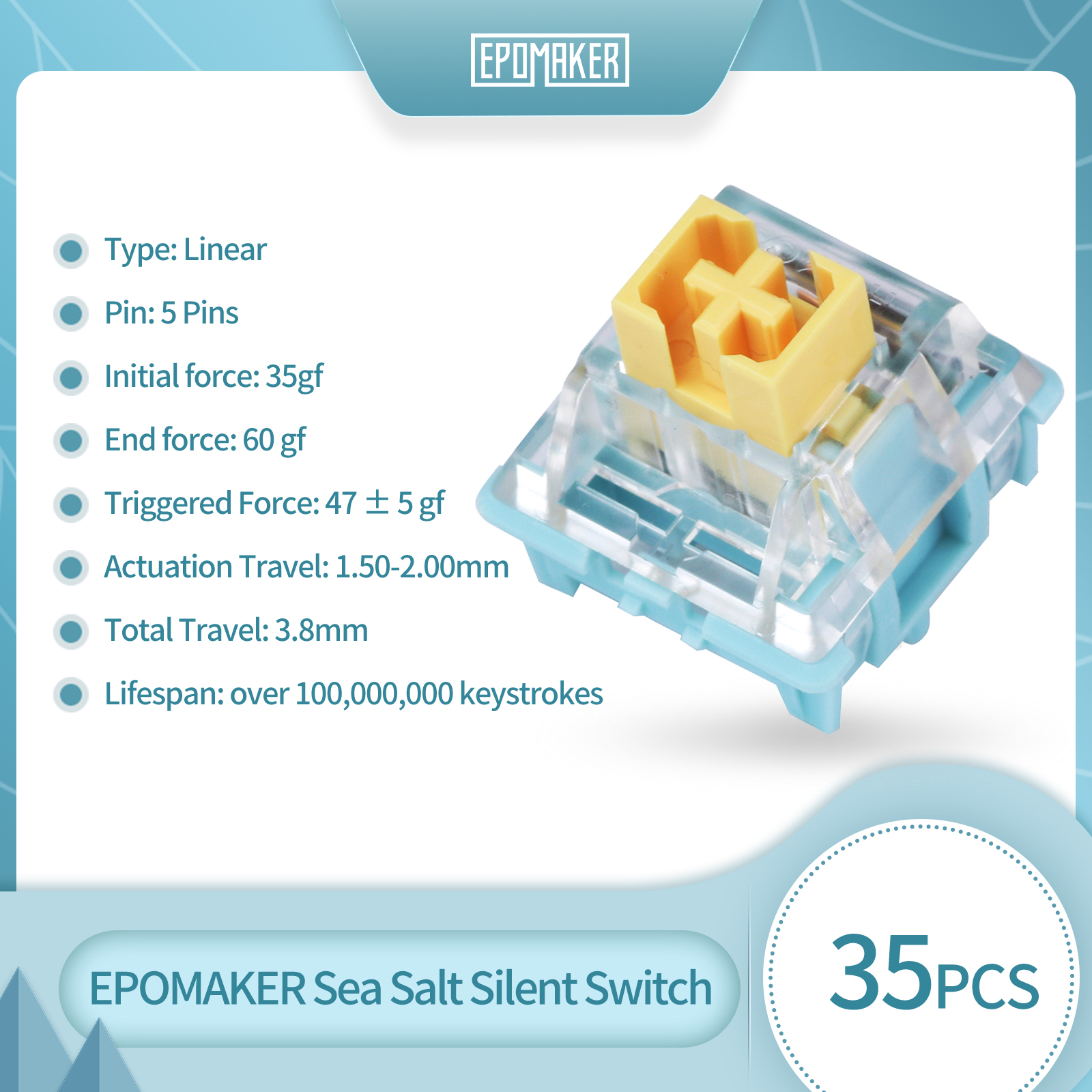 35 Pieces EPOMAKER Sea Salt Si - Gaming Keyboard Mechanical Wireless recensie en prijs