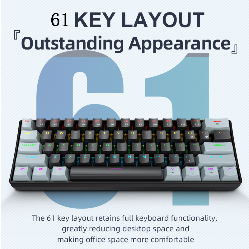 K61 Wired Mechanical Gaming Ke - Gaming Keyboard Blue Switches recensie en prijs