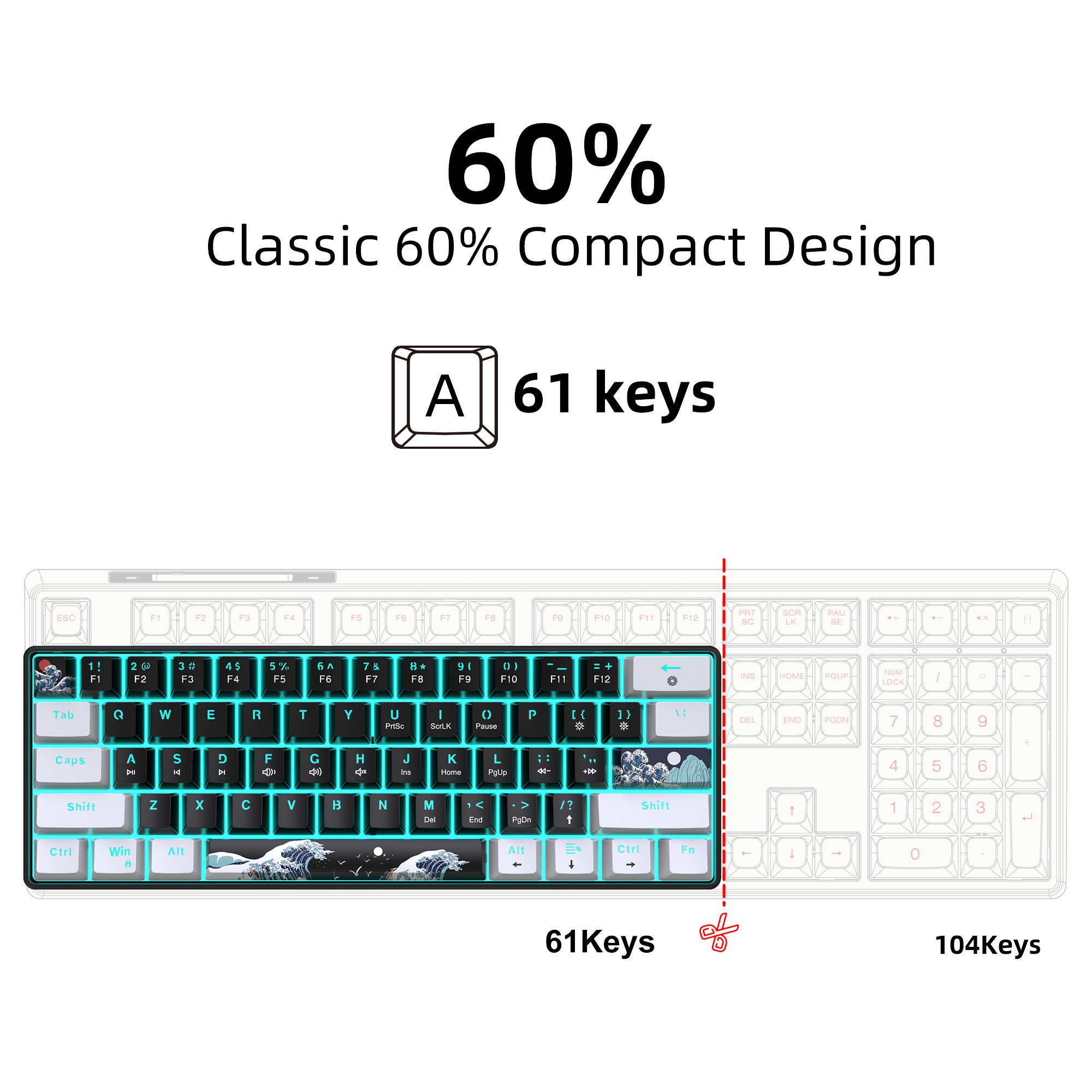 60% Mechanical Keyboard, Gamin - Gaming Keyboard Blue Switches recensie en prijs