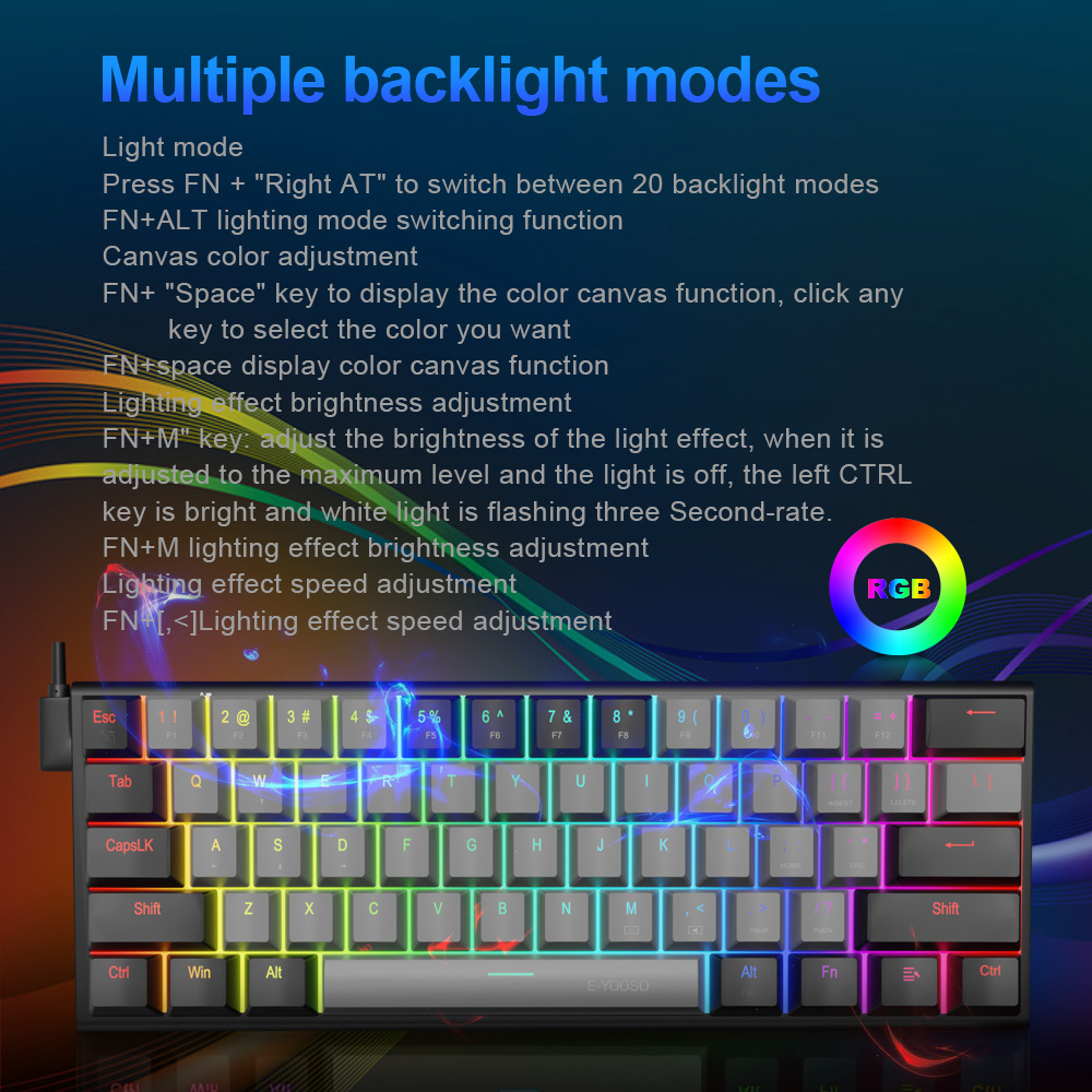 E-YOOSO Z11 RGB USB 60% Mini M - Gaming Keyboard Blue Switches recensie en prijs